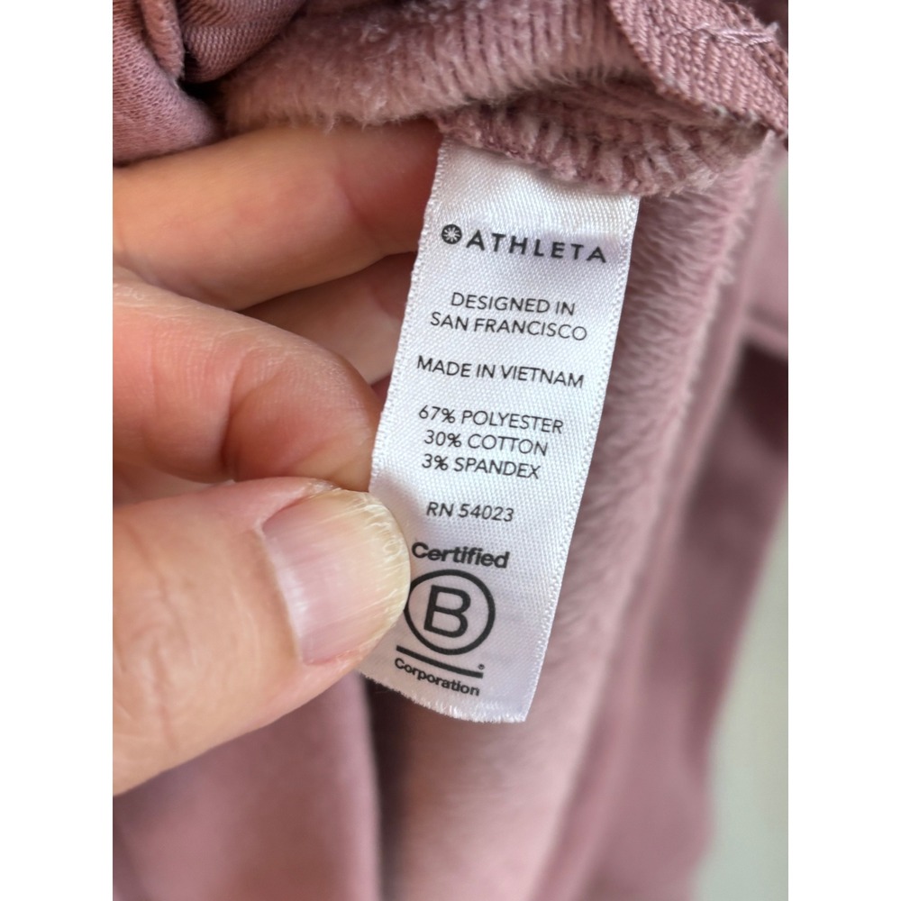 Athleta Mock Neck Side Zip Sweatshirt Mauve Womens Small Pullover Fleece Pockets - Picture 7 of 9